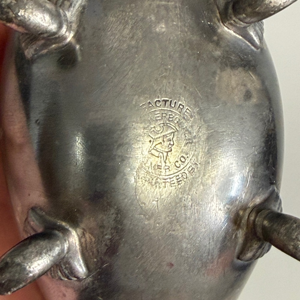 Antique Knickerbocker? Silver Co Footed Gravy Boat Silverplate Patina - Picture 5 of 5